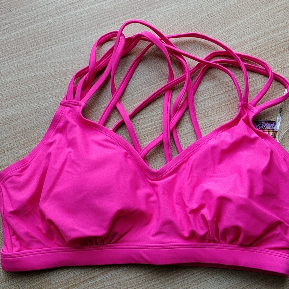Hot pink strappy bikini top